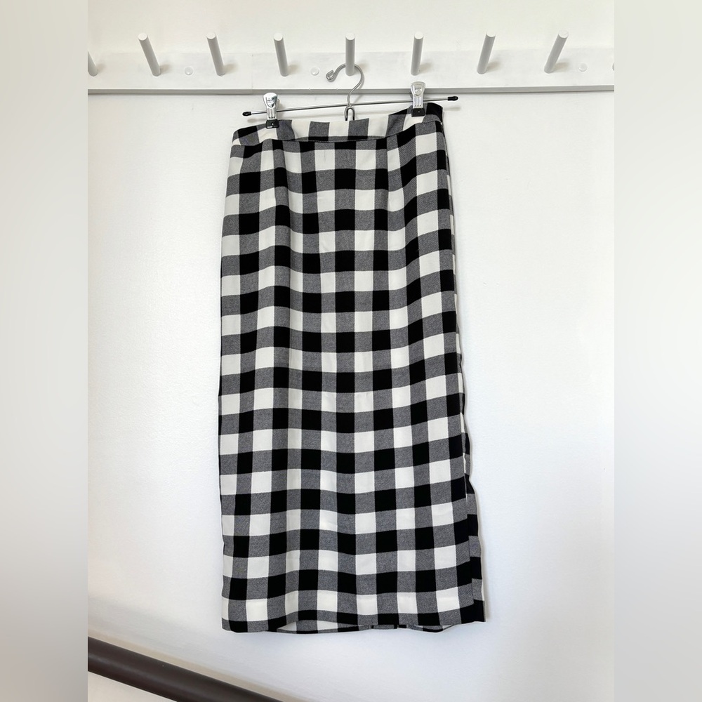 Vintage check midi skirt